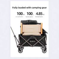 Chariot de camping pliable pour l'extérieur, chariot de plage pliable, chariot utilitaire à main avec quatre roues