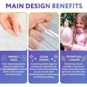 Bolsas para Zapatos de Viaje DB, 10x14, Transparentes, con Cordón, Duraderas, para Organización y Almacenamiento, Material PP - Product Image 4