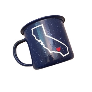 Gobelet en émail personnalisé 10oz 16oz, tasse de camping en émail, jante noire et bleue unie - Product Image 1