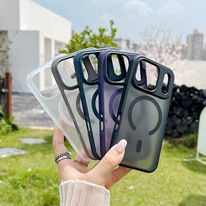 Glaçage Peau Tactile Sans Fil Charge Téléphone étui pour iphone Air 17 Pro Max Forte Magnétique TPU + Acrylique Orange Couverture Transparente - Product Image 4