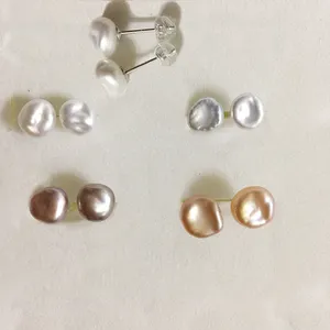 Серьги-гвоздики из серебра 925 пробы с натуральным пресноводным жемчугом 7-8 мм