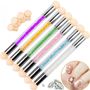 Pinceau éponge double face pour ongles, stylo de peinture dégradé avec 4 têtes interchangeables, outil de pointillage pour nail art - Product Image 1