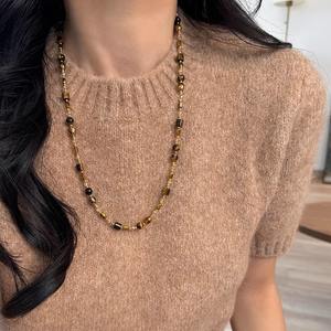 Collar de cuentas de piedra de ojo de tigre natural para mujer, collar de moda Retro de gama alta que combina con todo, cadena de suéter - Product Image 3