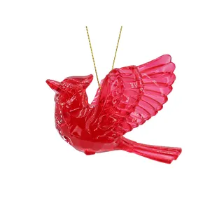 Weihnachts schmuck Acryl Red Cardinal Bird Hanging Ornament Memorial Decor für Weihnachts baums chmuck Holiday Hanging Figurine