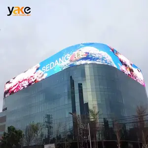Yake高品質ショッピングモール広告屋外メッシュカーテンウィンドウシースルーガラススクリーン透明LEDディスプレイ