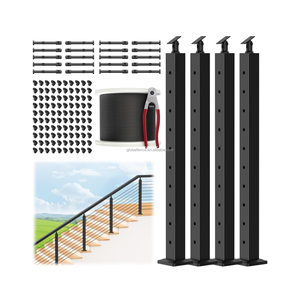 Reilbu J Đen Hiện Đại Nhôm Không Gỉ Ban Công Lan Can Lan Can Ngoài Trời Hàng Rào Bài Sàn Lan Can Cáp Lan Can - Product Image 5