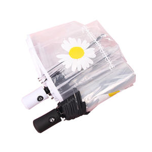 Dropshipping Blanc <span class=keywords><strong>Transparent</strong></span> Style Japonais Marguerite <span class=keywords><strong>Parapluie</strong></span> Semi-Automatique Ins Pliable Étudiant Style PVC <span class=keywords><strong>Parapluie</strong></span> Peut Personnalisé - Product Image 5