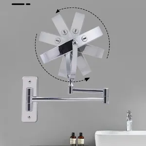 Vente en gros de coiffeuse pour salle de bain, maquillage, miroir grossissant mural extensible en métal, miroir de rasage avec lumière LED