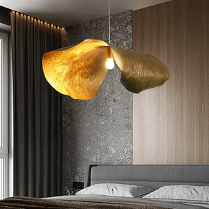 Lampadari in Rame <span class=keywords><strong>a</strong></span> Foglia di Loto Stile Americano <span class=keywords><strong>Paralume</strong></span> in Ottone Martellato <span class=keywords><strong>Lampada</strong></span> <span class=keywords><strong>a</strong></span> <span class=keywords><strong>Sospensione</strong></span> per Isola Cucina - Product Image 4