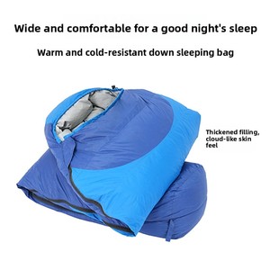Anpassbarer Großhandels-Schlafsack im Mumien-Stil mit Kontrastfarben aus Nylongewebe für Erwachsene, Outdoor-Camping, Tragbar, Warm, Enten- oder Gänsedaunen - Product Image 4