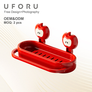 UFORU Étagère murale multifonctionnelle de drainage et de rangement pour serviettes, pour salle de bain et toilettes, design style pomme, en plastique - Product Image 1