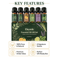 Kit cadeau d'huiles essentielles naturelles 6 en 1, huile d'extrait de plantes pures pour diffuseur, massage, spa à domicile et fabrication de bougies et de savons
