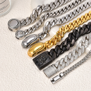 สร้อยข้อมือแฟชั่นฮิปฮอปแบบคิวบันลิงค์ ชุบทอง 18k ชุบเงิน สแตนเลส สำหรับผู้ชาย ขายส่ง - Product Image 5