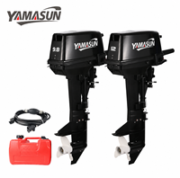 Offre Spéciale YAMASUN Moteur Hors-Bord 2.5HP à Arbre Long Refroidi par Eau, 2 Temps, Démarrage Manuel, Commande par Tiller