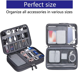 Câbles de charge USB OEM, organiseur de câbles électroniques portable de voyage à double couche, sac numérique pour accessoires électroniques - Product Image 5