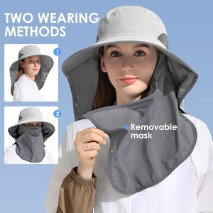 Cappello da pesca sportivo all'aperto Premium per uomo e donna collo staccabile con patta UPF 50 + protezione UV visiera cappello da sole - Product Image 6