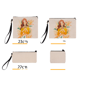 Custom Printed Cotton Makeup Bags Sublimation Zipper Wristlet Blank Subbank for Personalised Pencil Make up Tote Case