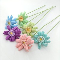 Buket Bunga Gerbera Rajutan Tangan Kustom untuk Hadiah Tahun Baru Dekorasi Rumah Bunga Hias Siap Pakai Buatan Tangan Grosir