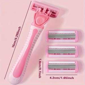 Women's Manual Razor 6 Blade Stainless Steel Pink Body Shaver Razor For Whole Body Use - Product Image 1
