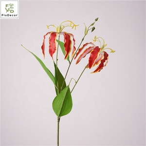 Di alta qualità 74CM popolare 3 teste artificiale vero tocco fiamma giglio bianco arancione per la casa di nozze centro decorazione di disposizione del tavolo - Product Image 3