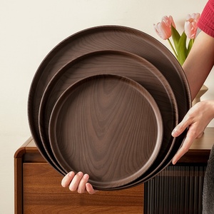 Plateau <span class=keywords><strong>de</strong></span> service rond effet bois en promotion - Plateau <span class=keywords><strong>de</strong></span> serveur <span class=keywords><strong>de</strong></span> qualité alimentaire, 4 tailles, grand format, idéal pour café, desserts, thé <span class=keywords><strong>de</strong></span> l'après-midi, bière et repas festifs - Product Image 4