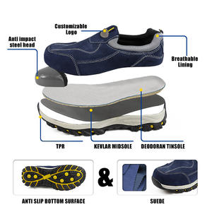 Chaussures <span class=keywords><strong>de</strong></span> <span class=keywords><strong>sécurité</strong></span> unisexes <span class=keywords><strong>de</strong></span> printemps avec perforation à bout en acier et baskets <span class=keywords><strong>de</strong></span> construction en daim TPR anti-écrasement pour hommes et femmes - Product Image 2