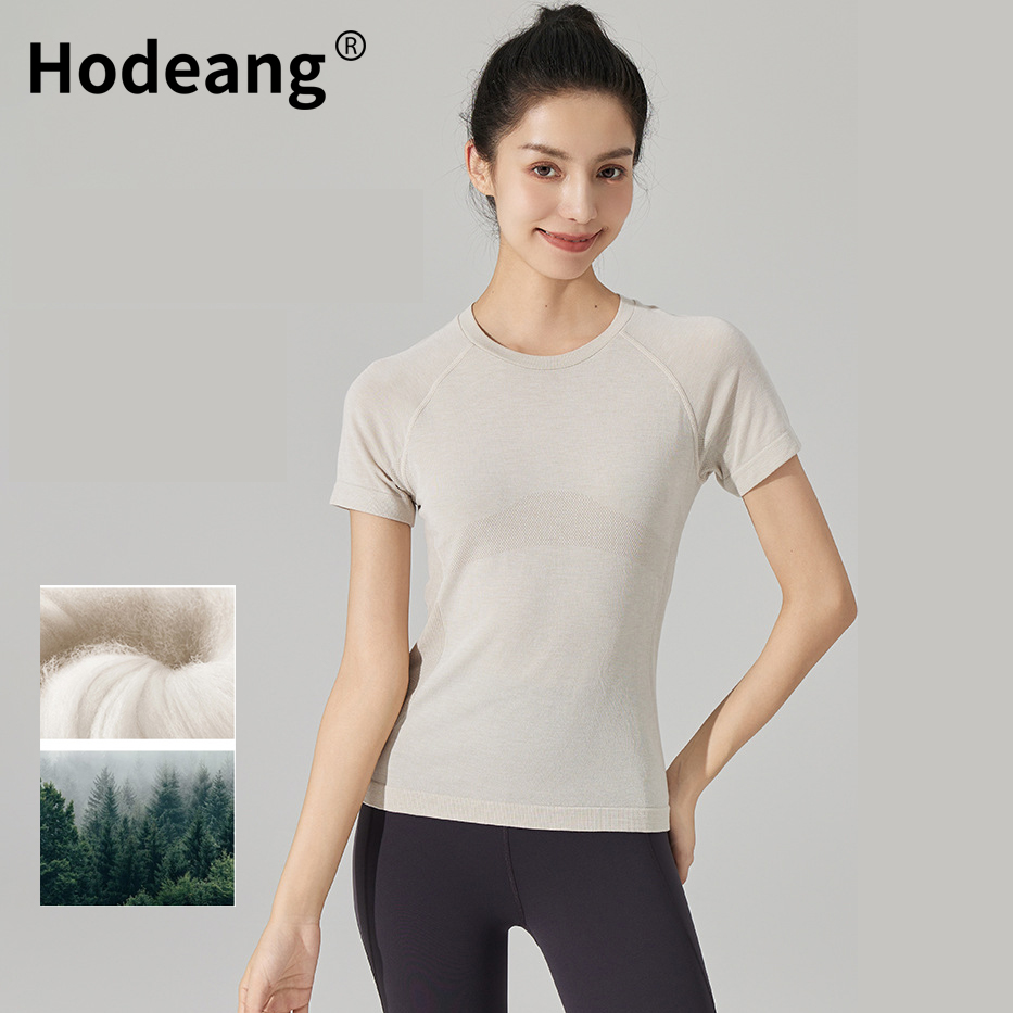 Newest Yoga Running Pilates Sports Women Tops Fitness Merino Wool Short-sleeved T-shirt
