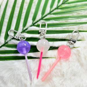 Porte-clés créatifs en forme de sucette arc-en-ciel, transparents, lumineux, en plastique acrylique, imprimés UV, accessoires durables, pendentifs pour sacs de bonbons - Product Image 4