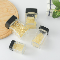Pot de stockage carré transparent pour poudre de protéines et vitamines 30/60/90/110 ml, flacon en verre pour suppléments et médicaments avec couvercle à vis en plastique