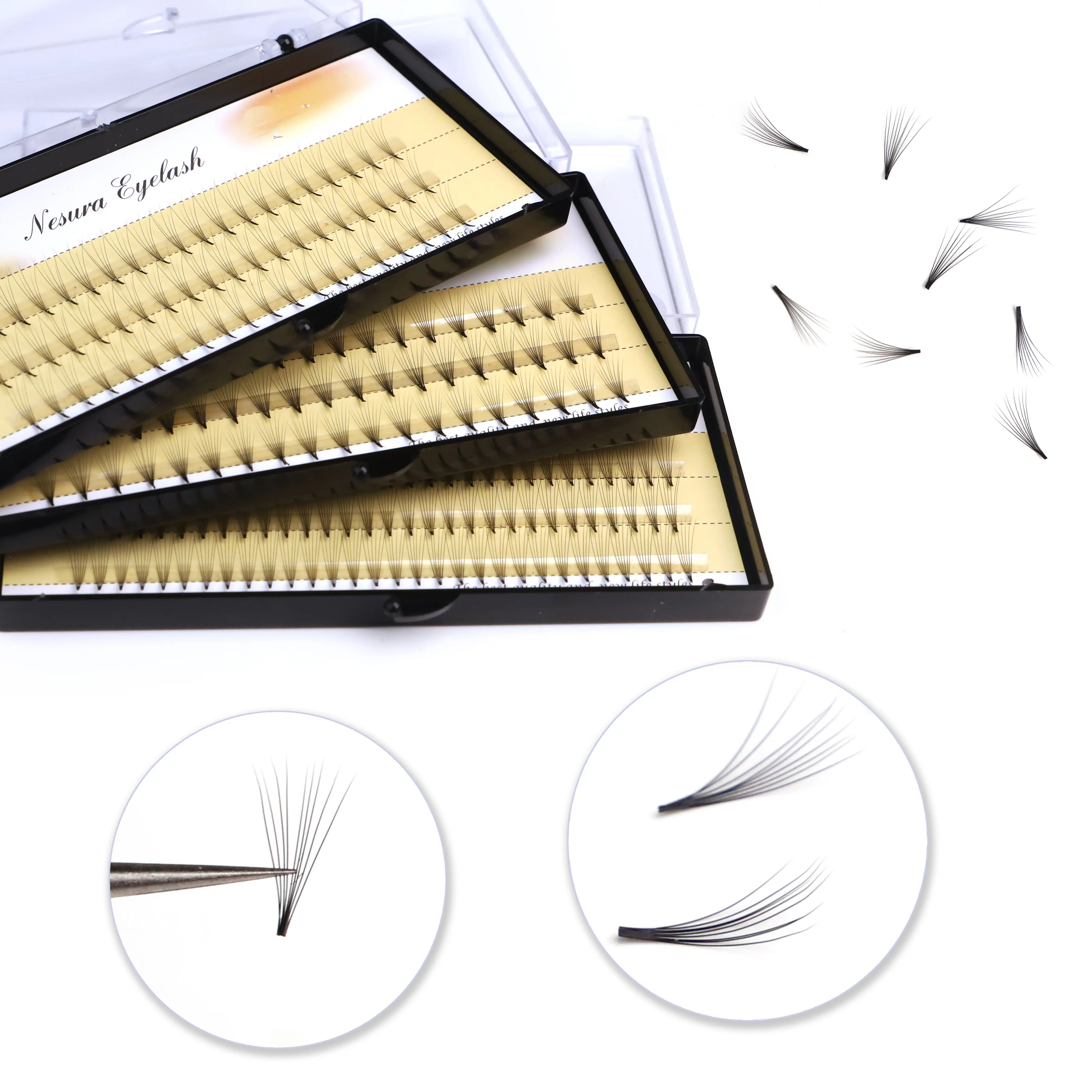 Fãs pré-fabricados Lash Fornecedores Brown Extension Pro Made Supplies Mink Lash Premade Fans