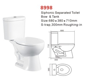 WC Moderno in Ceramica Bianca a Doppio Scarico, Montaggio a Pavimento, con Sedile a Chiusura Lenta, <span class=keywords><strong>Sifone</strong></span> a S, per <span class=keywords><strong>Bagno</strong></span> Hotel - Product Image 2