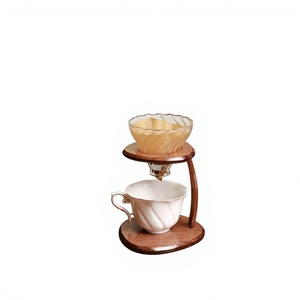 Support carré en bois naturel pour filtre à café à couler avec base stable, capacité de 350 ml, écologique - Product Image 1