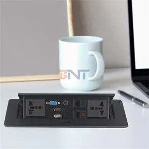 BNT pop up desktop socket multimedia build in table up spring socket with hd-mi vga usb network audio tabletop power outlet