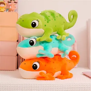 도매 30cm 현실적인 다채로운 카멜레온 플러시 장난감 현실적인 카멜레온 박제 동물 장난감 에어컨 담요