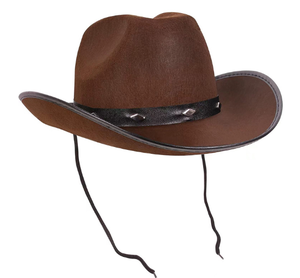Sombrero de playa de vaquero texano para adultos, gorra de disfraces marrón oscuro y negro, accesorio de fiesta, Country Western Rancher <span class=keywords><strong>Wild</strong></span> <span class=keywords><strong>West</strong></span> - Product Image 4