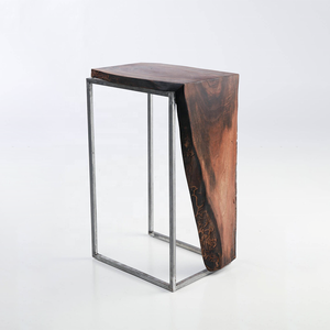 Table d'appoint solide avec Base en métal, meuble de maison, bord avec Base en métal en acier <span class=keywords><strong>brut</strong></span> - Product Image 4