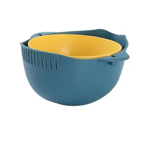 WHY328 2 Color Set Whale Shape Plastic Drain Basket Rotating Fruit Basket PP Small Size Multi- Functional Water Filter Colander