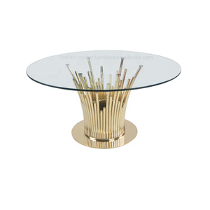 Mesa de comedor redonda de acero inoxidable, muebles de Dubái, mesa de comedor de mármol - Product Image 1