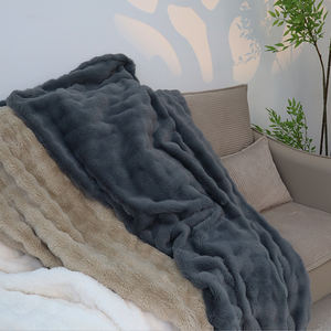 Chăn lông giả siêu mềm mại sang trọng, dày dặn, chất liệu lông thỏ, kiểu bong bóng, khuyến mãi nhà máy, dành cho mùa đông - Product Image 5
