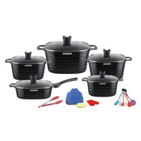 Ensemble de casseroles et poêles carrées de haute qualité, légères, 21 pièces, revêtement antiadhésif en pierre de Maifan, compatible avec les cuisinières à gaz et les fours