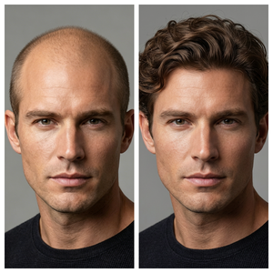 Couleur de cheveux invisible et indétectable # Prothèse capillaire <span class=keywords><strong>homme</strong></span> 2 en 1, ondulée, brun foncé, naturelle, avec base respirante en dentelle complète - Product Image 3