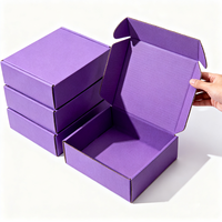 Boîte d'expédition en carton ondulé de couleur violette pour colis de vente en gros, petits emballages, vêtements, cosmétiques, chapeaux, en stock