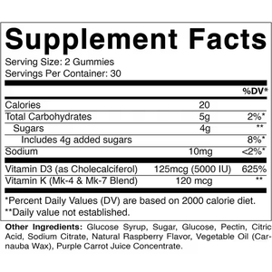 Oem Fabrieksvoorraad Hoogwaardige Vitamine D3 K2 Volwassen Gummy Poeder Zachte Capsules Voedingssupplementen Voor De Gezondheid Van Het Bot - Product Image 5