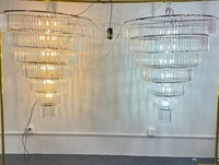 Lustre en acrylique multi-couches élégant, bande de glace LED, lampe suspendue pour la décoration de plafond de salle de réception de mariage, scène