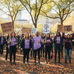 Maglietta Girl Power Collage da donna, girocollo, con grafica vintage, 100% cotone, vestibilità regolare, design patchwork, per tutte le stagioni - Product Image 2