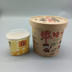 Seau à soupe en papier compostable personnalisé en gros avec couvercle en plastique et papier - Product Image 4