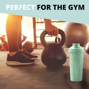 Custom Logo Blank Gym Protein Shakes And Powder Supplements Plastic Eco-Friendly Wheat Straw Shaker Bottle