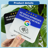 Kartu Ulasan NFC Akrilik Cetak Kustom 13.56 MHz RFID Tap Plate Perekat Tahan Air untuk Restoran