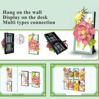 Ensemble de blocs de construction décoratifs colorés pour mur de jardin, motif fleurs roses et bleues, pour décoration murale de salon et de maison