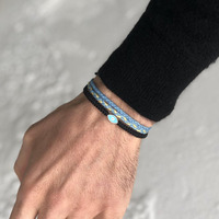 Nouveau bracelet tressé réglable en acier inoxydable avec charme œil du mal pour femmes et hommes